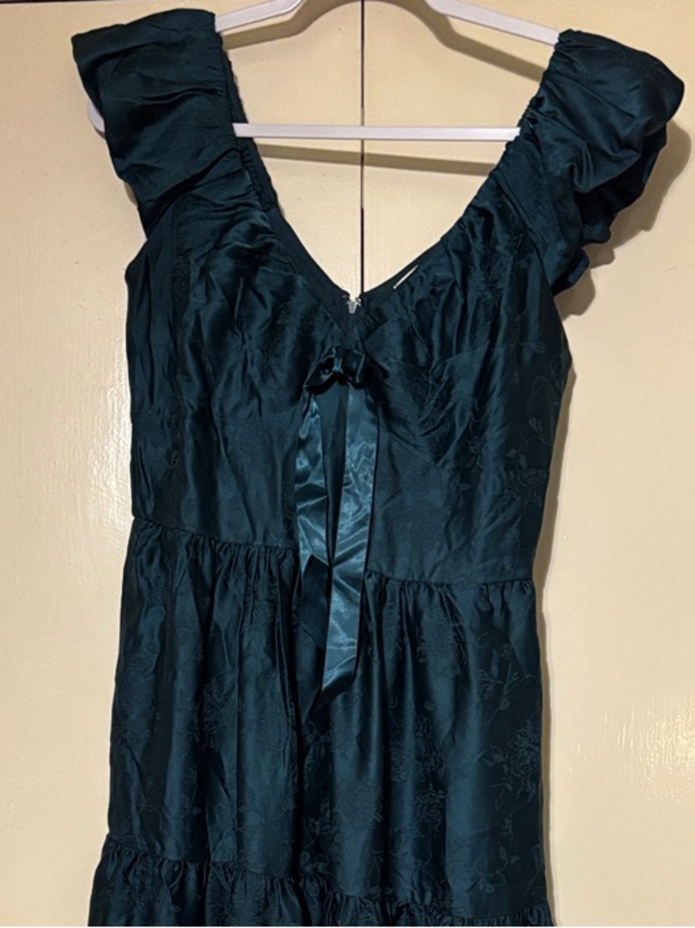 Teal Ruffled Tiered Maxi Dress with V-Neck
